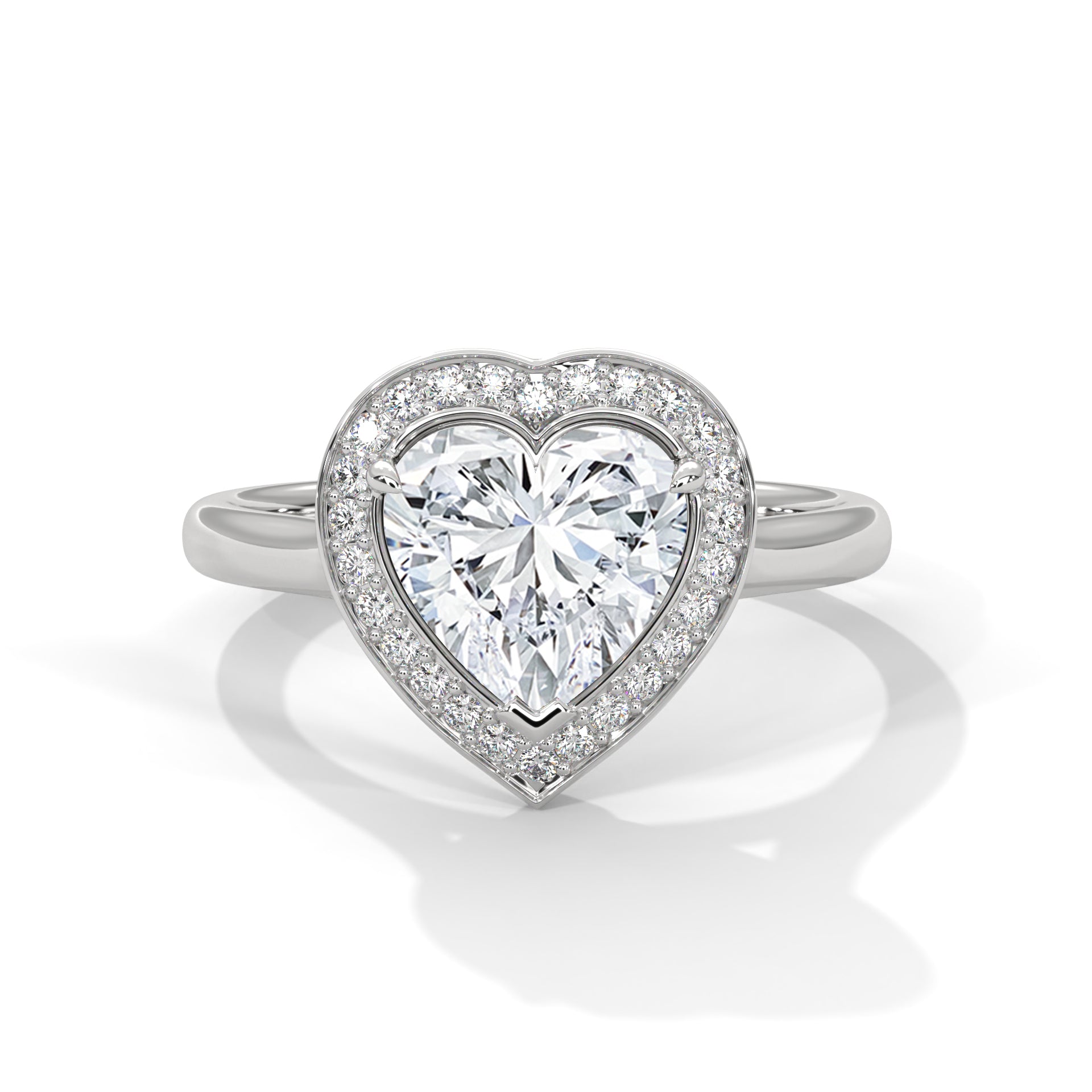 Heart Halo Solitaire Ring