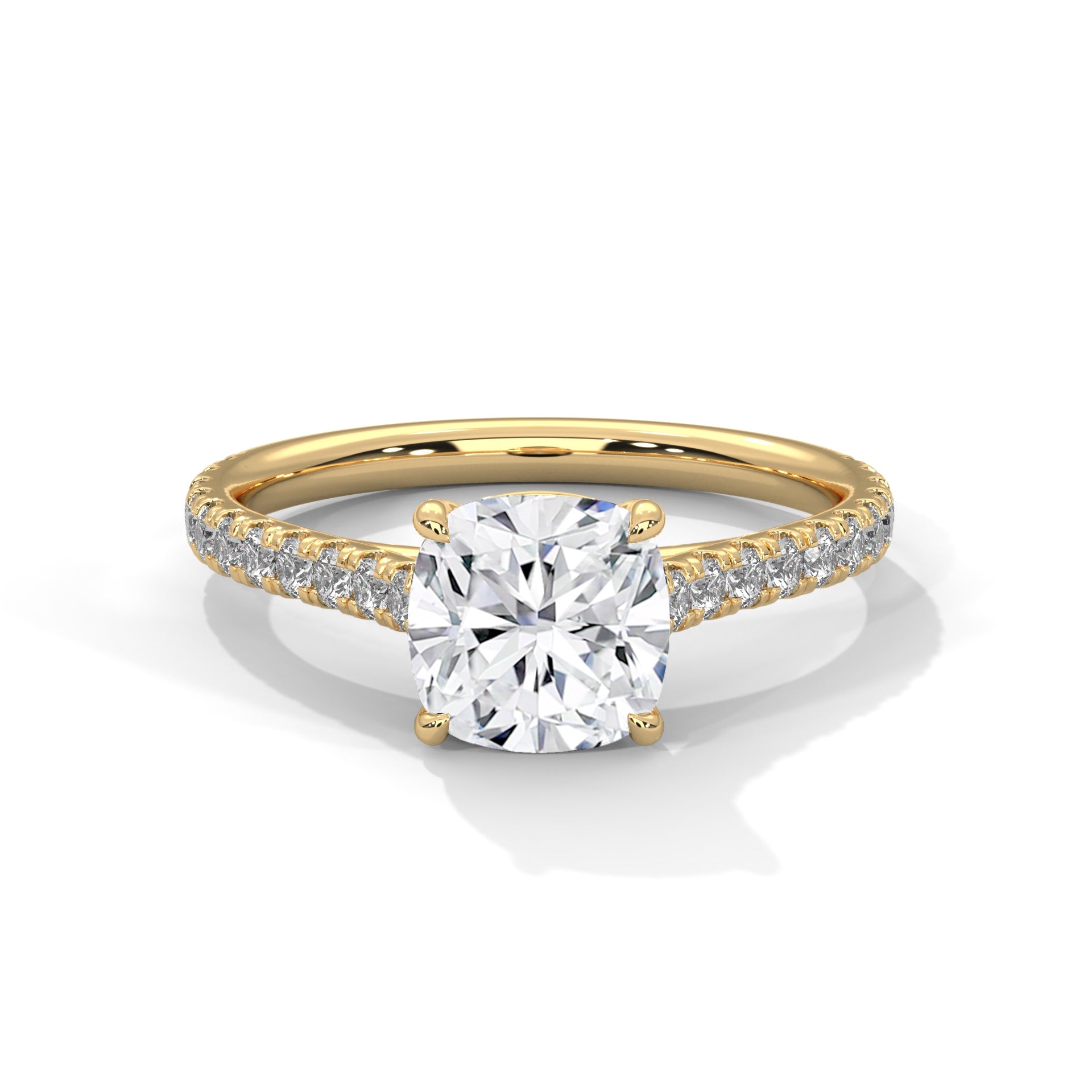 Symbol Cushion Solitaire Studded Ring