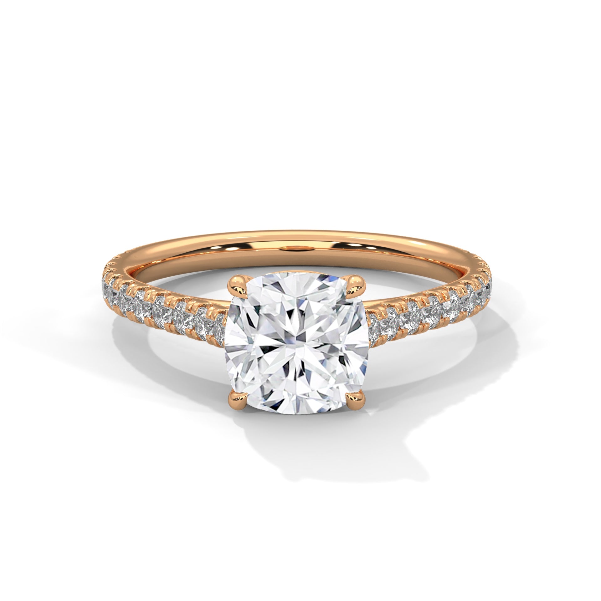 Symbol Cushion Solitaire Studded Ring
