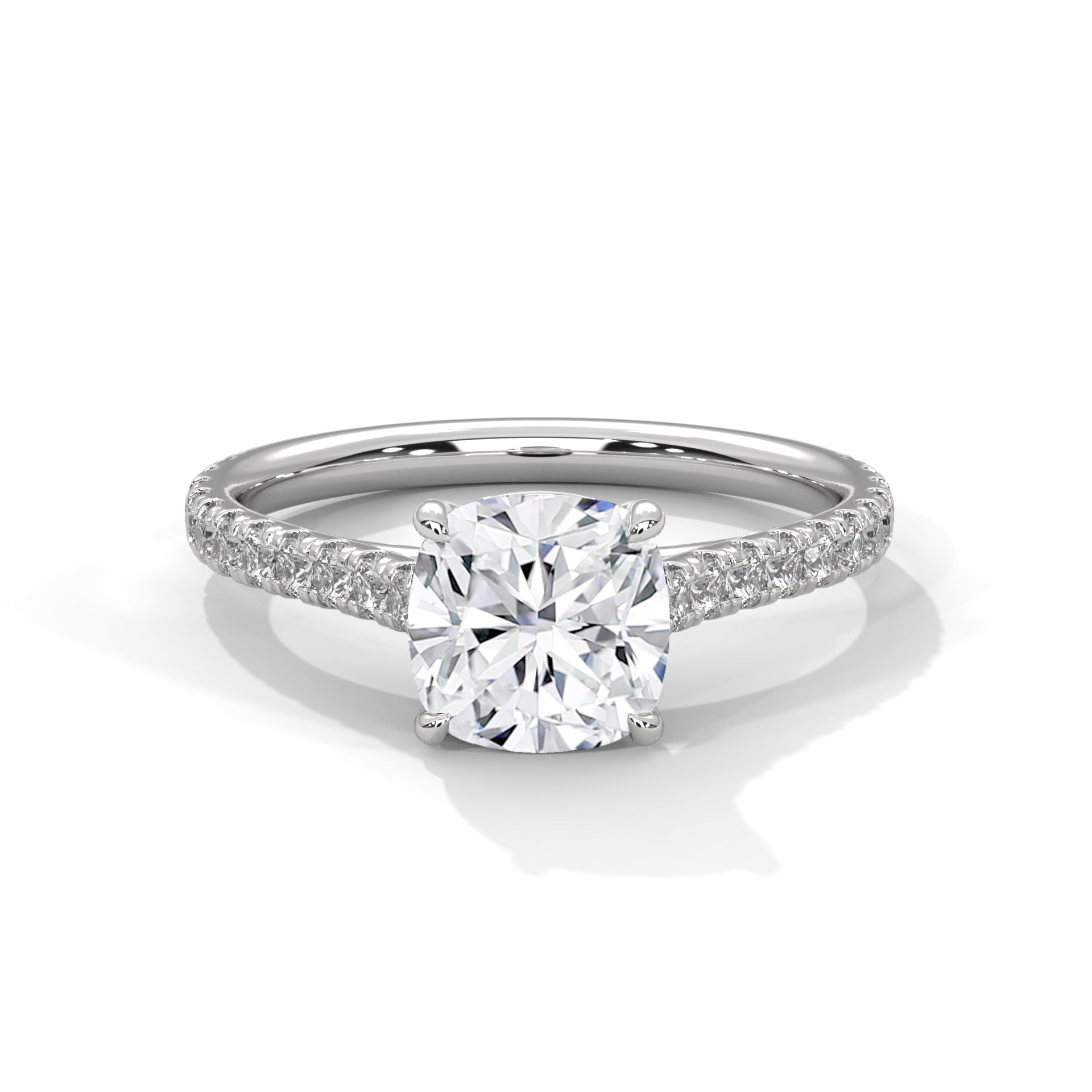 Symbol Cushion Solitaire Studded Ring