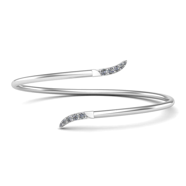 Fine Silver Wave Ends Moissanite Bracelet