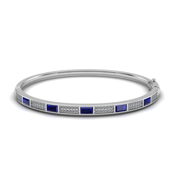 Fine Silver Blue Sapphire Moissanite Bracelet
