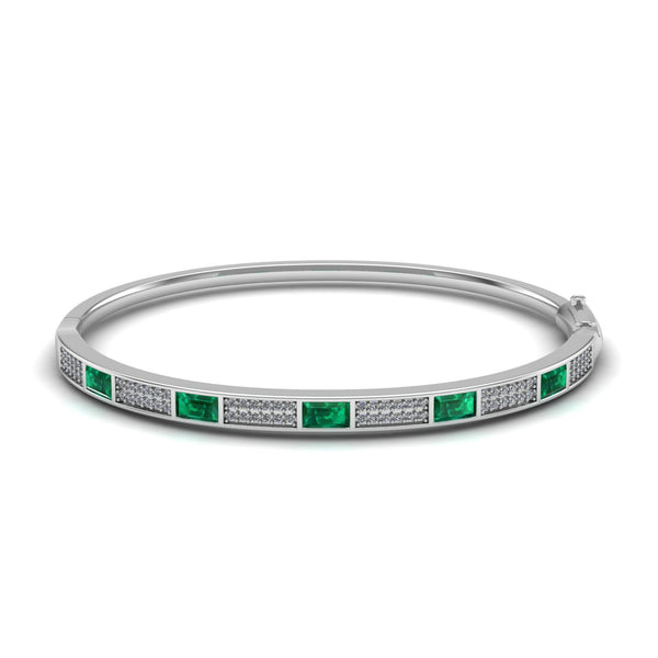 Fine Silver Green Emerald Moissanite Bracelet