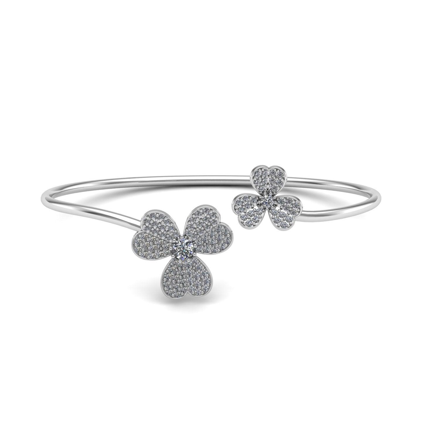 Fine Silver Pave Flower Moissanite Bracelet