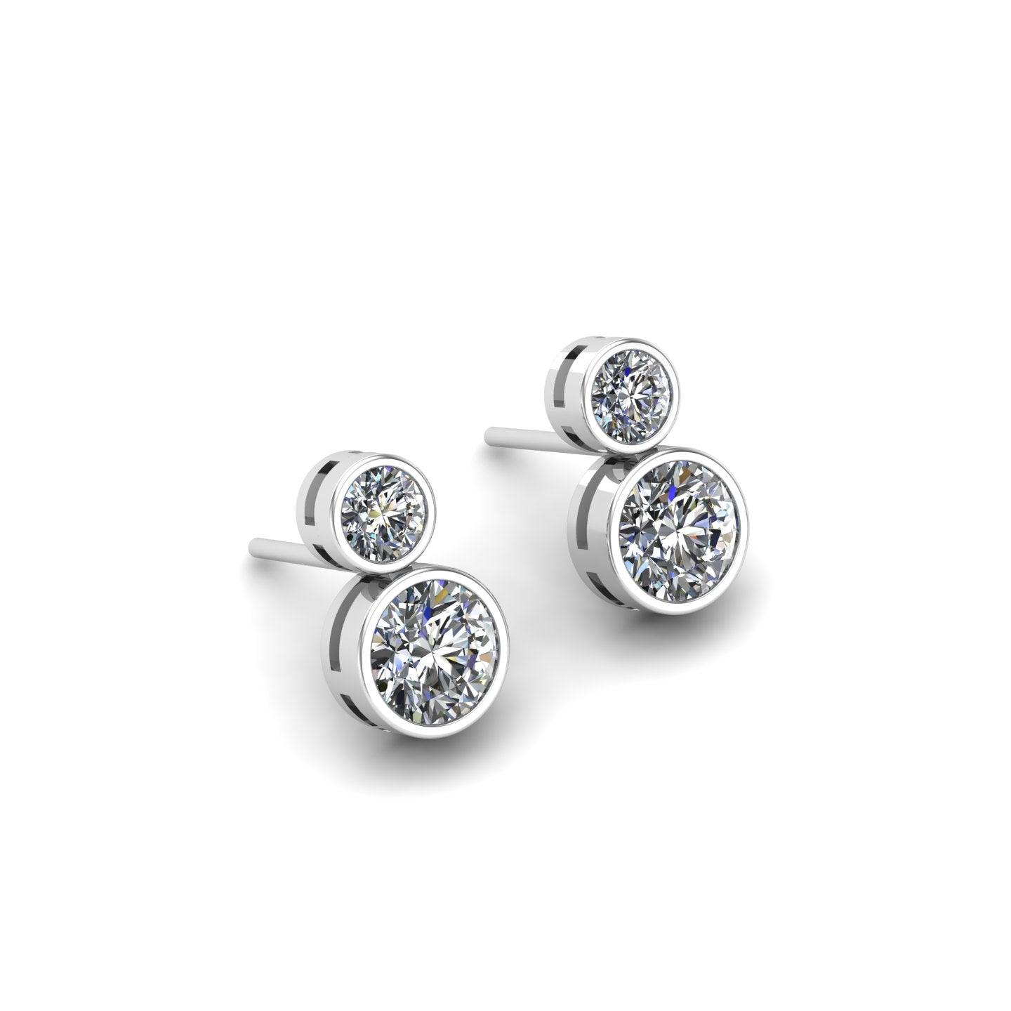 Round Duo Solitaire Silver Moissanite Studs