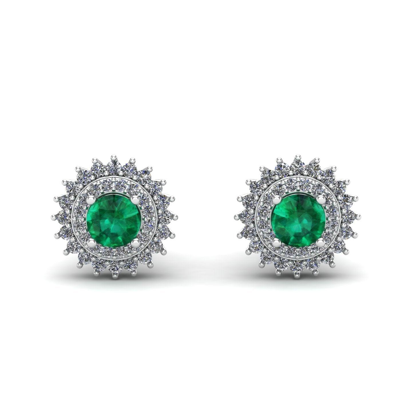 Round Green Silver Moissanite Studs
