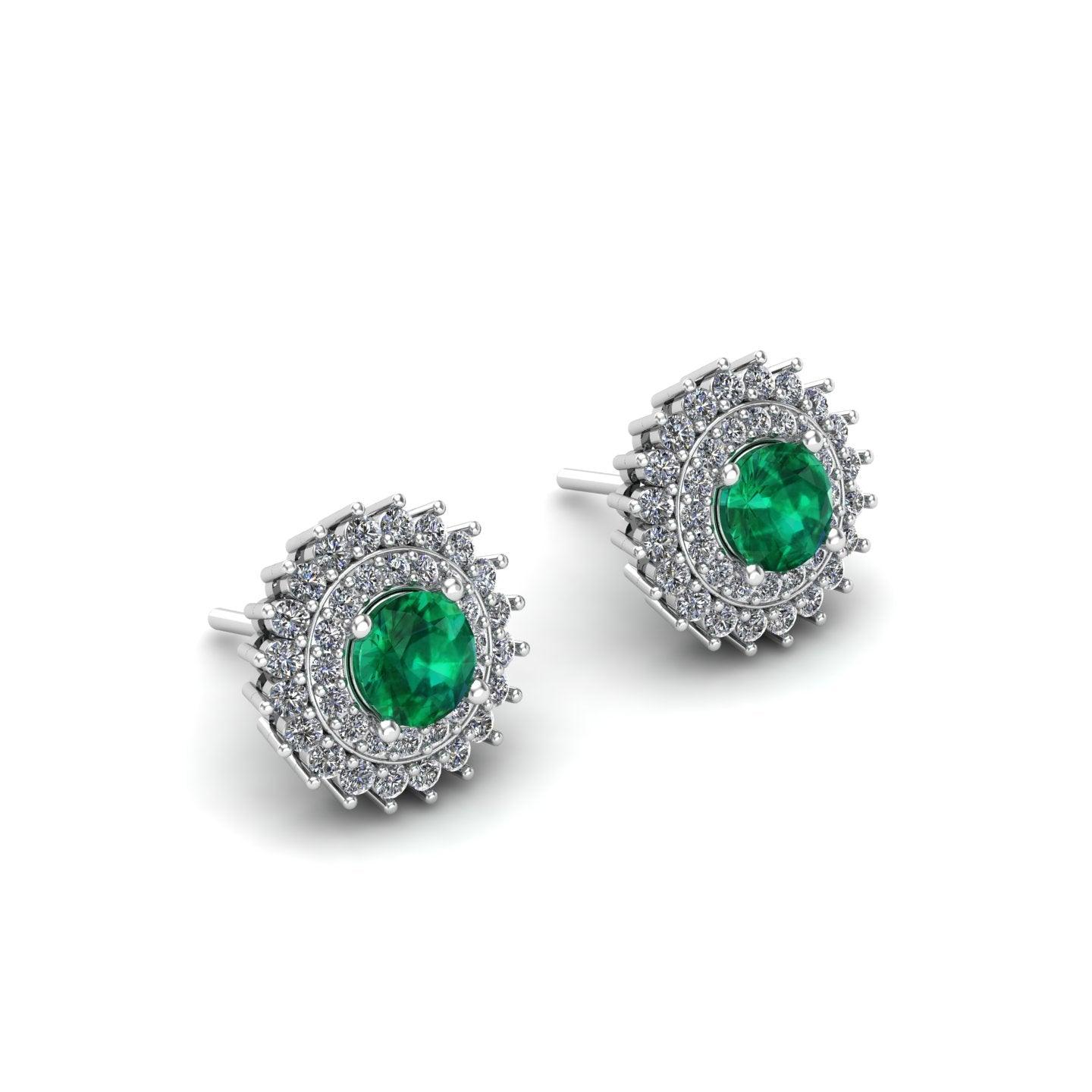 Round Green Silver Moissanite Studs