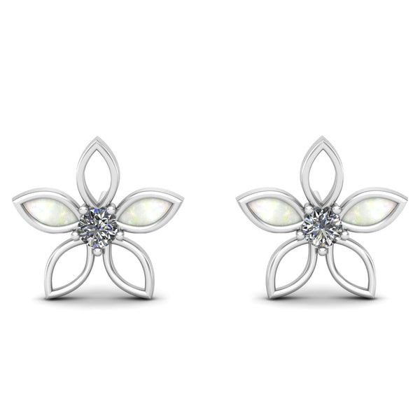 Star Mother Pearl Moissanite Silver Ear Studs
