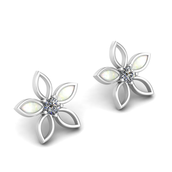 Star Mother Pearl Moissanite Silver Ear Studs