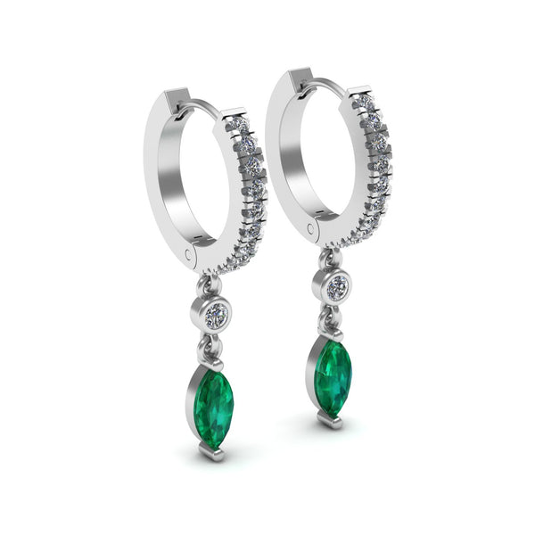 Fine Emerald Moissanite Silver Hoops