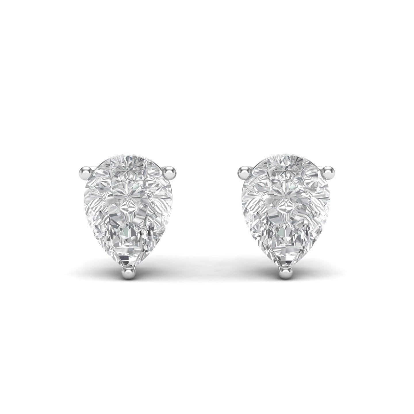 Pear Pure Brilliance Solitaire Silver Ear Studs