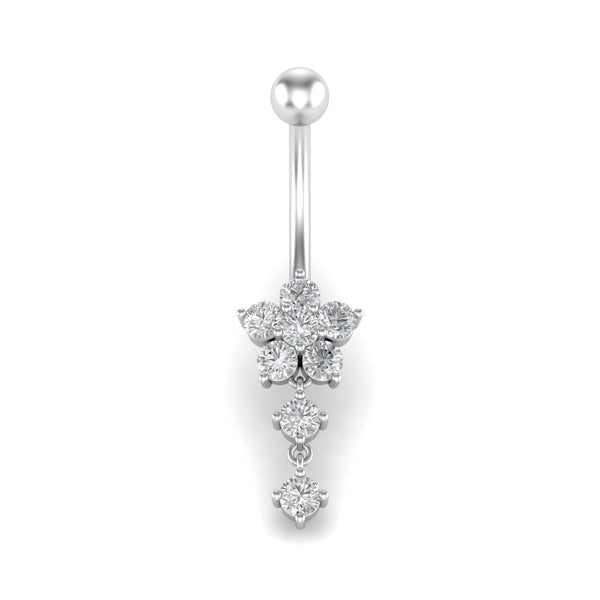 Silver Moissanite Belly Button