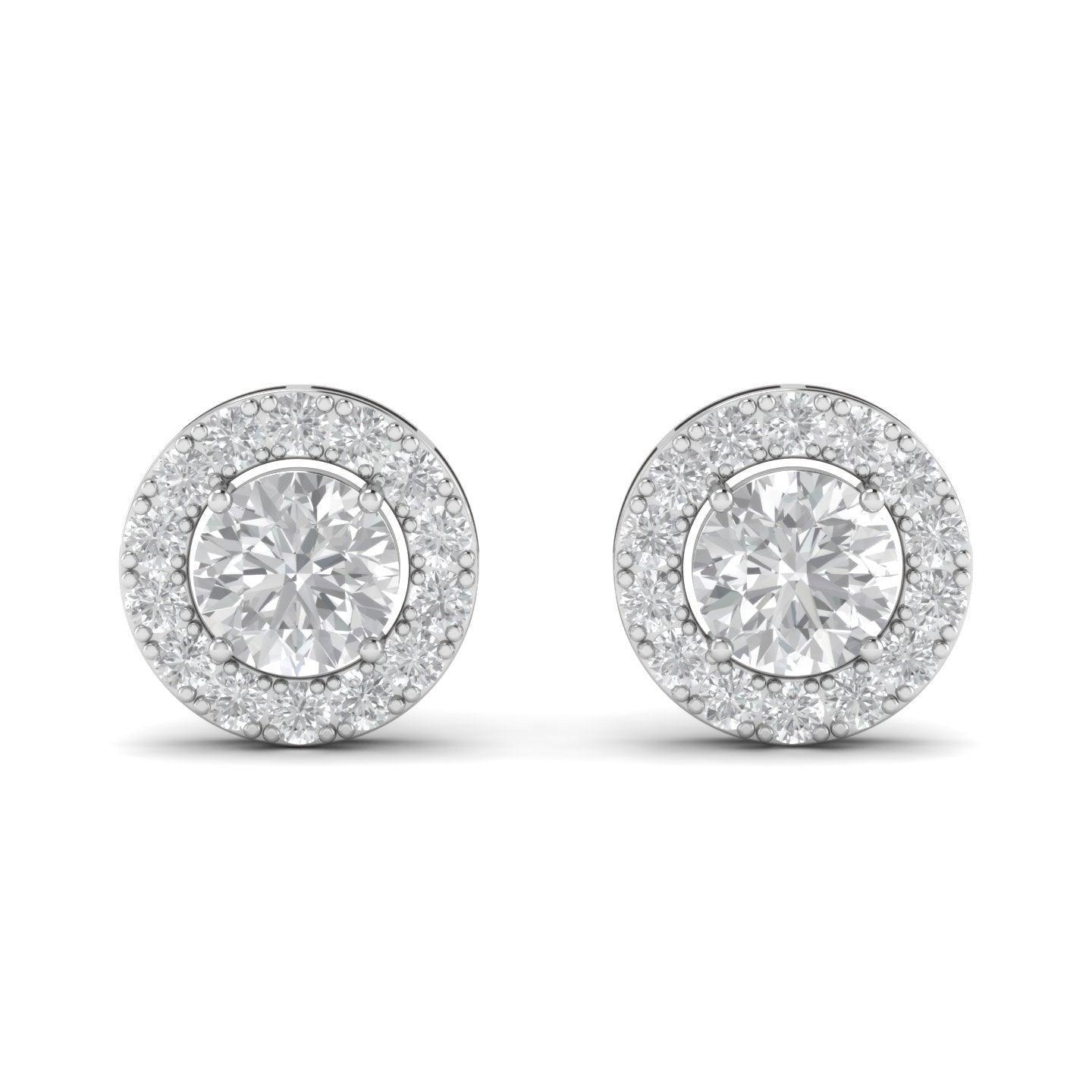 Halo Moissanite Silver Ear Studs - El Aréte
