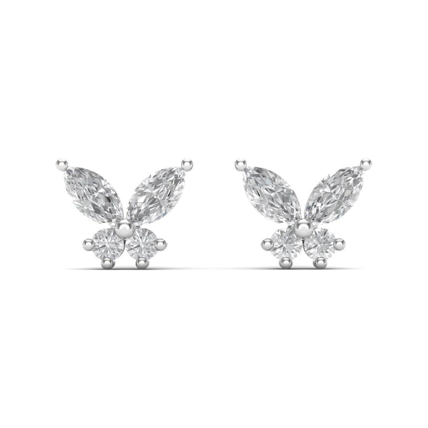 Mariposa Silver Moissanite Ear Studs - El Aréte
