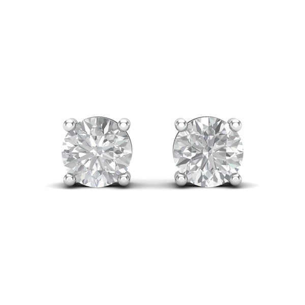 Round Solitaire Silver Moissanite Studs