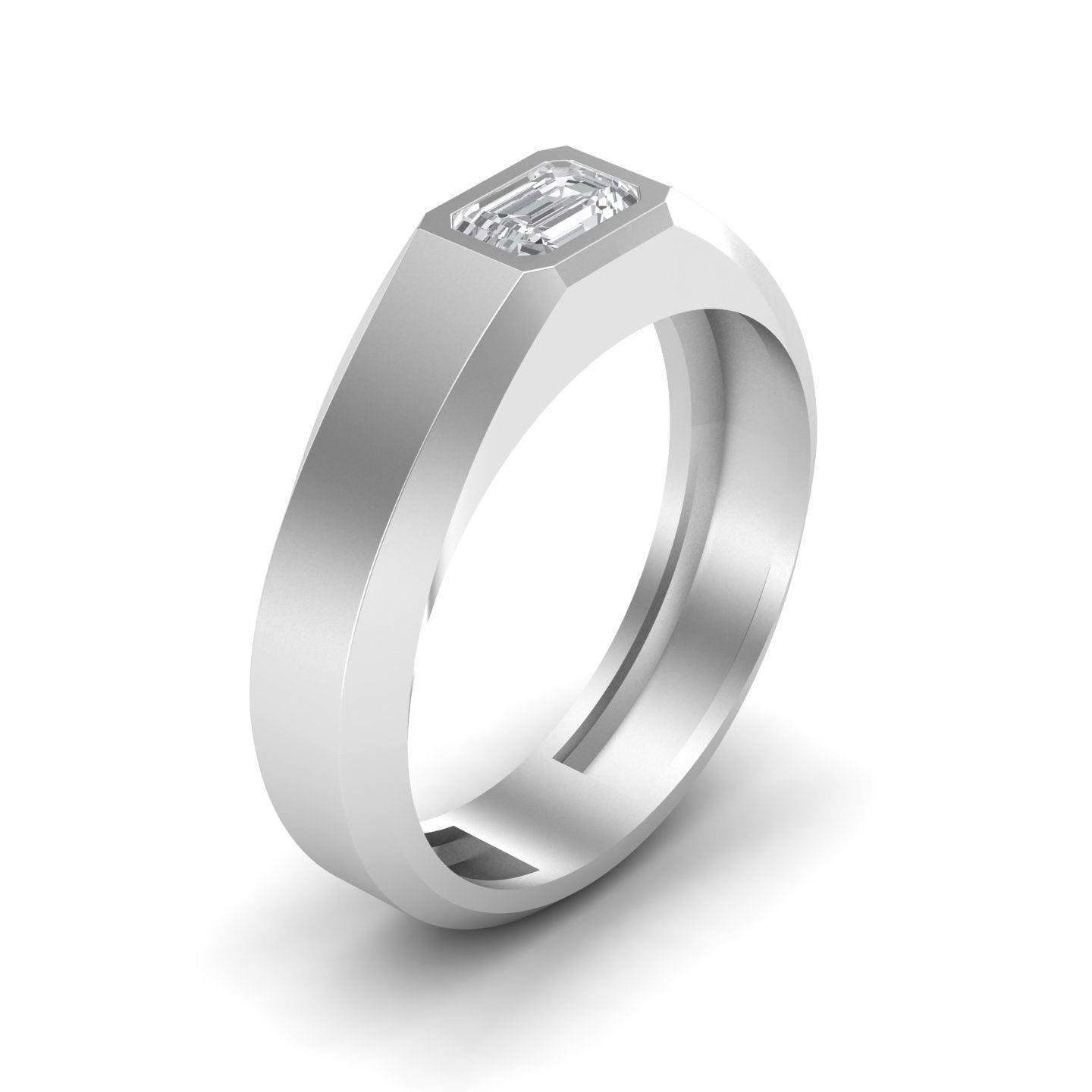 Emerald Cut Moissanite Silver Band - El Aréte