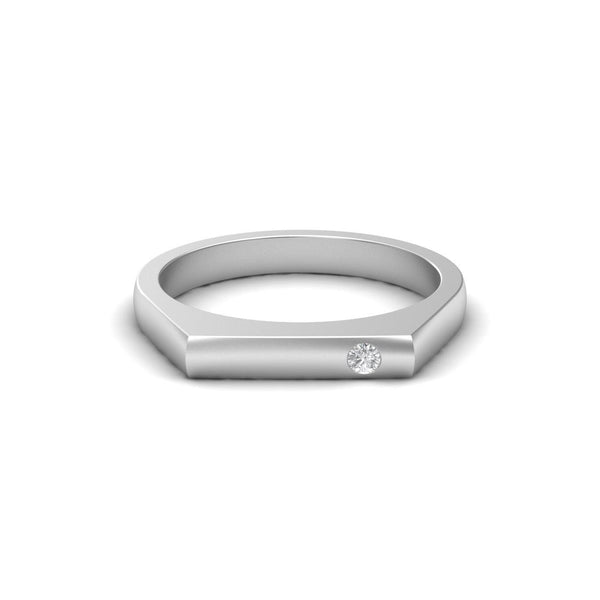 Bar Signet Silver Moissanite Ring - El Aréte